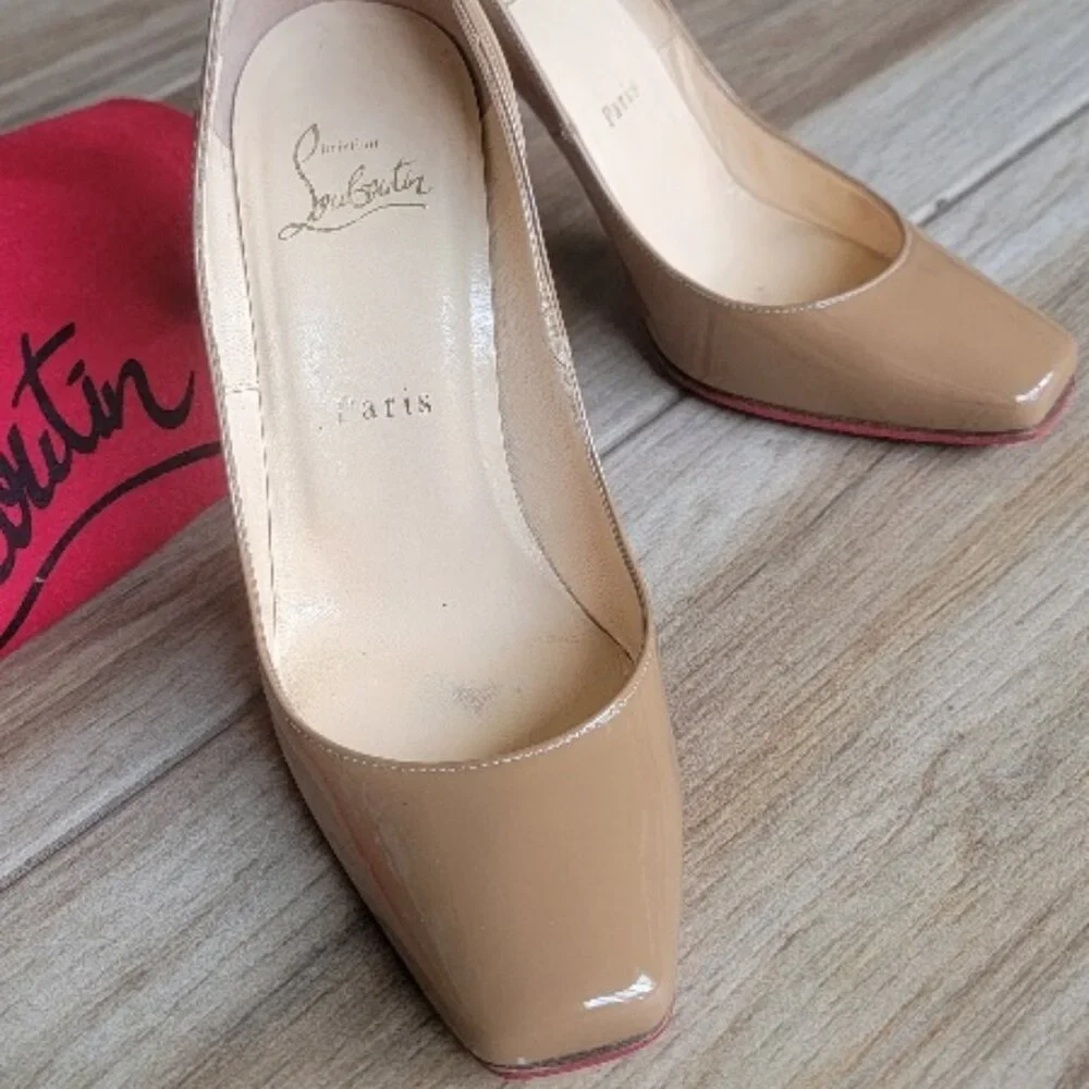 Christian Louboutin Nude Square Toe Patent leather Pumps Eur. 36 - Picture 3 of 16